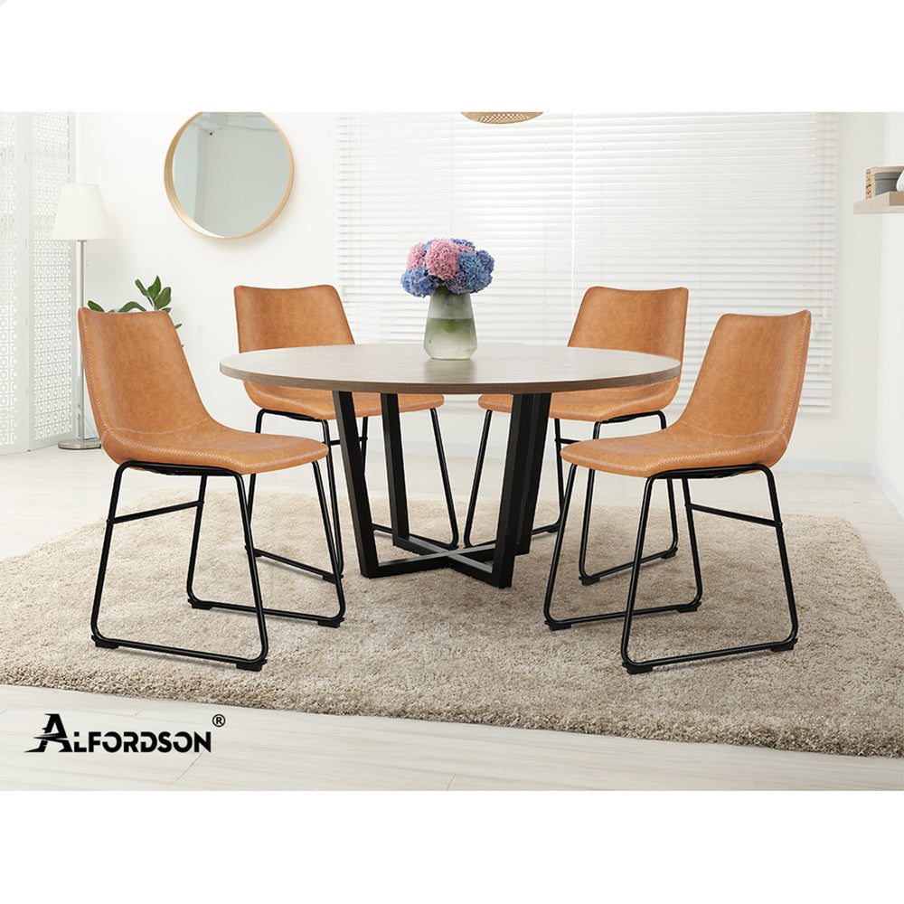 ALFORDSON 2x Dining Chairs PU Leather Brown