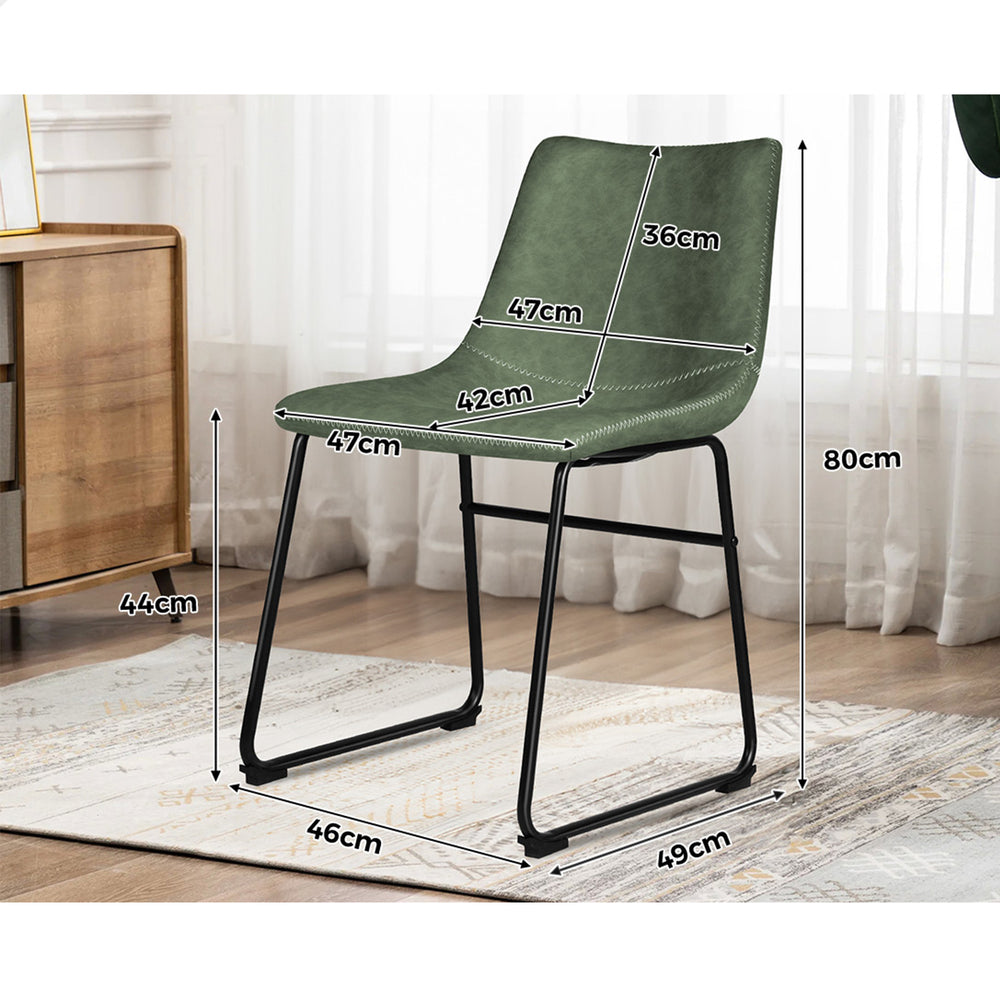 ALFORDSON 2x Dining Chairs PU Leather Green