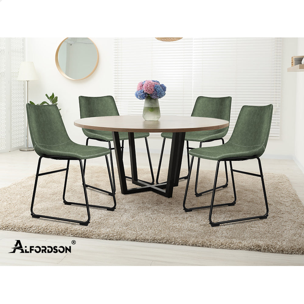 ALFORDSON 2x Dining Chairs PU Leather Green