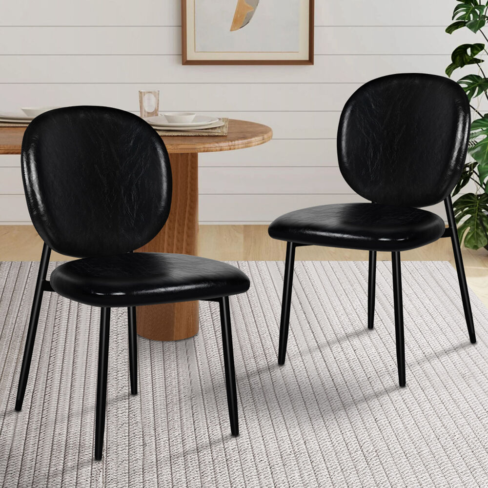 ALFORDSON 2x Dining Chairs Accent Kitchen Lounge Curved Back PU Leather Black