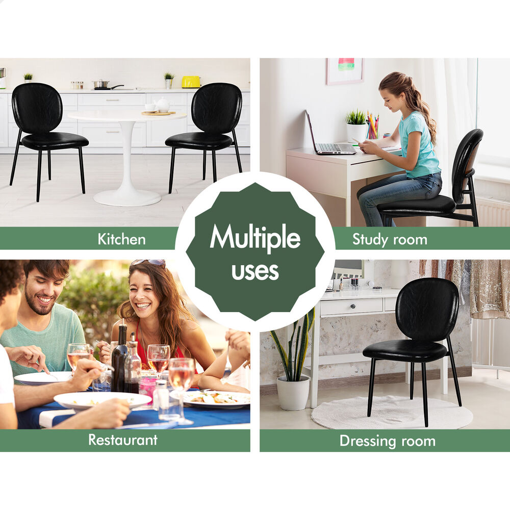 ALFORDSON 2x Dining Chairs Accent Kitchen Lounge Curved Back PU Leather Black