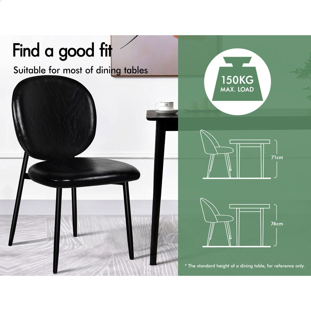 ALFORDSON 2x Dining Chairs Accent Kitchen Lounge Curved Back PU Leather Black