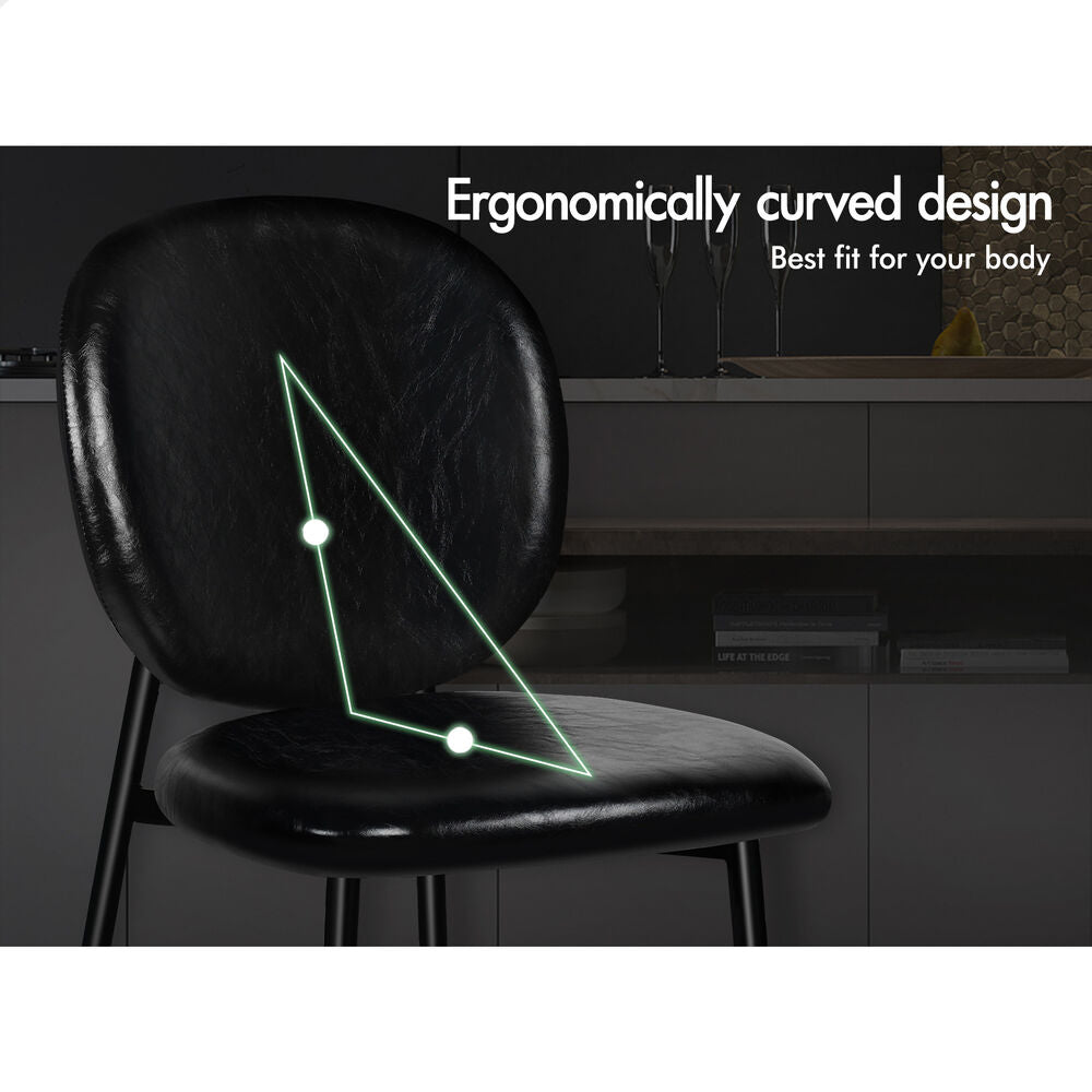 ALFORDSON 2x Dining Chairs Accent Kitchen Lounge Curved Back PU Leather Black