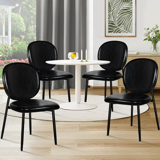 ALFORDSON 4x Dining Chairs Accent Kitchen Lounge Curved Back PU Leather Black