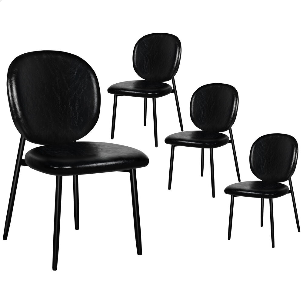 ALFORDSON 4x Dining Chairs Accent Kitchen Lounge Curved Back PU Leather Black