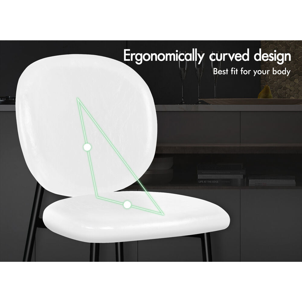 ALFORDSON 2x Dining Chairs Accent Kitchen Lounge Curved Back PU Leather White