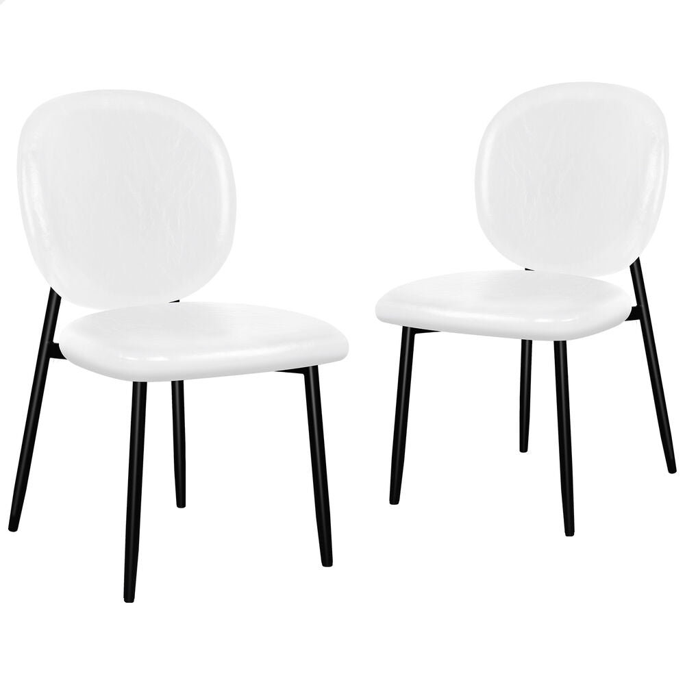 ALFORDSON 2x Dining Chairs Accent Kitchen Lounge Curved Back PU Leather White