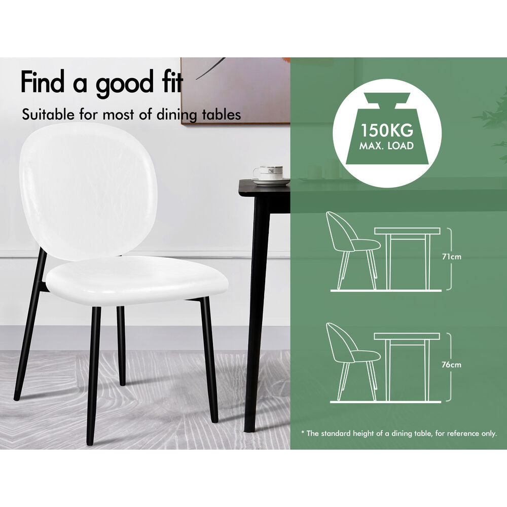 ALFORDSON 2x Dining Chairs Accent Kitchen Lounge Curved Back PU Leather White