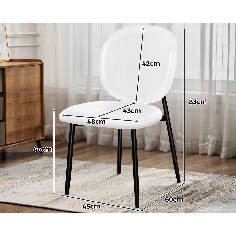 ALFORDSON 2x Dining Chairs Accent Kitchen Lounge Curved Back PU Leather White