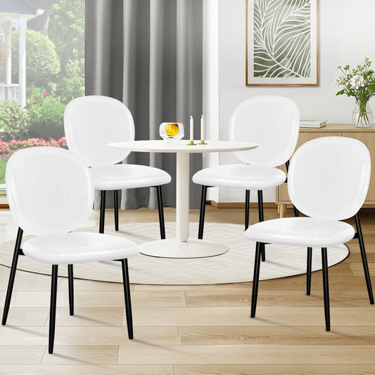 ALFORDSON 4x Dining Chairs Accent Kitchen Lounge Curved Back PU Leather White