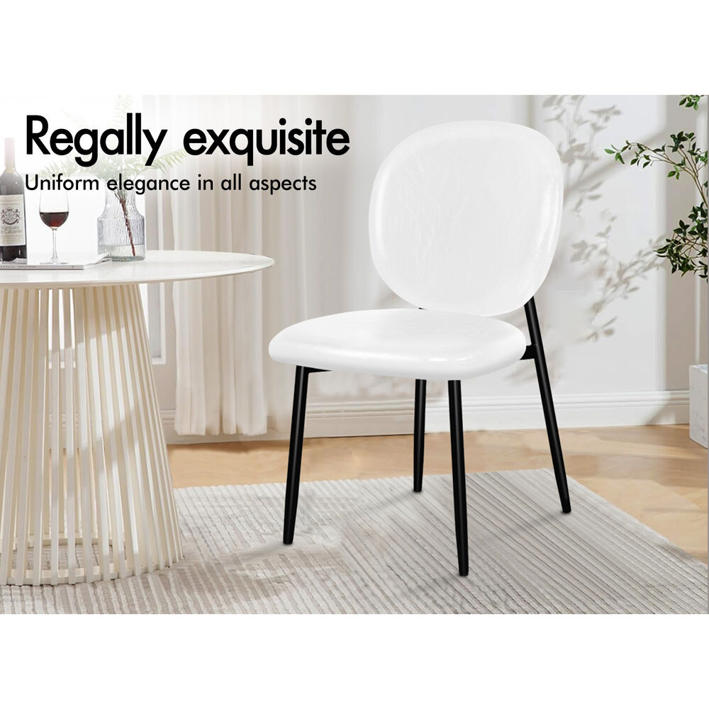 ALFORDSON 4x Dining Chairs Accent Kitchen Lounge Curved Back PU Leather White