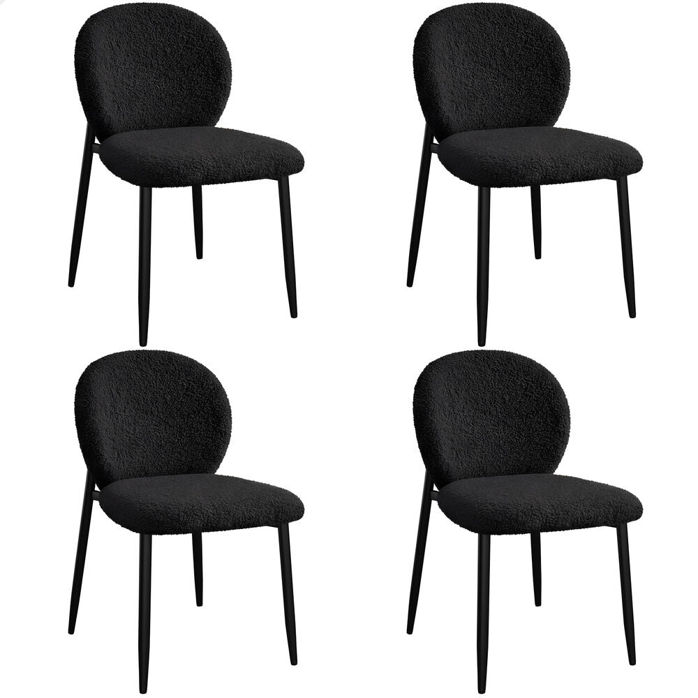 ALFORDSON 4x Dining Chairs Cafe Kitchen Lounge Curved Wooden Back Sherpa Black