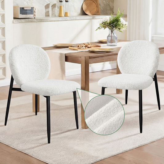 ALFORDSON 2x Dining Chairs Cafe Kitchen Lounge Curved Wooden Back Sherpa White