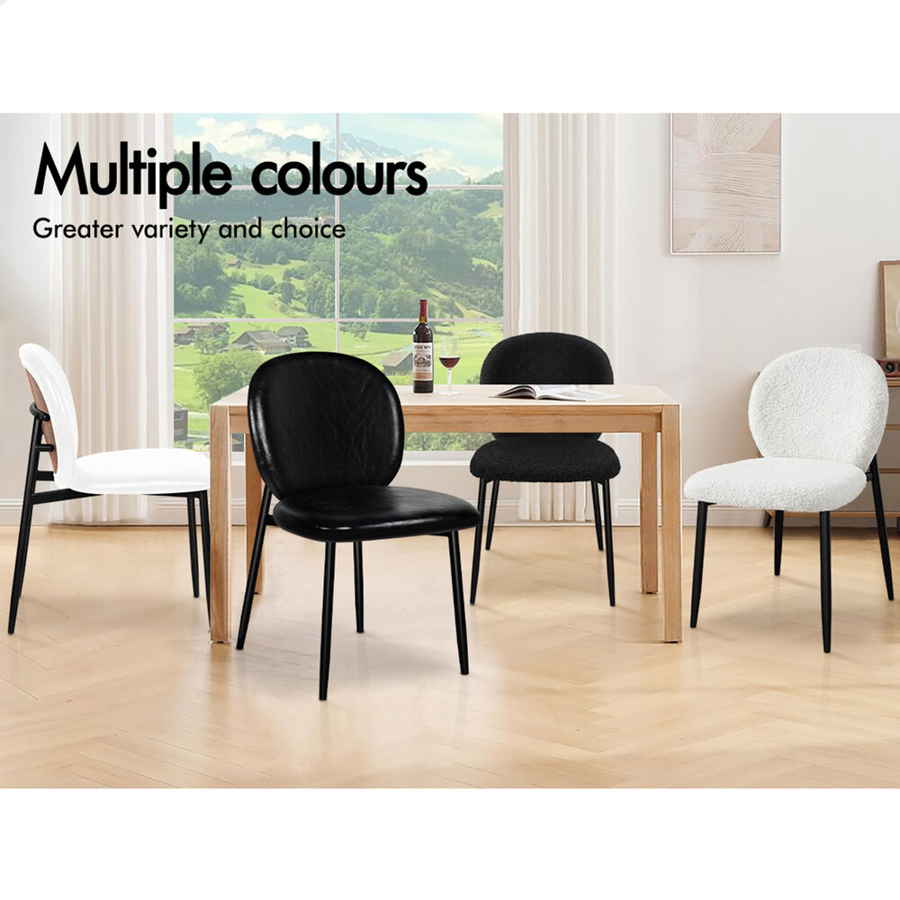 ALFORDSON 4x Dining Chairs Cafe Kitchen Lounge Curved Wooden Back Sherpa White