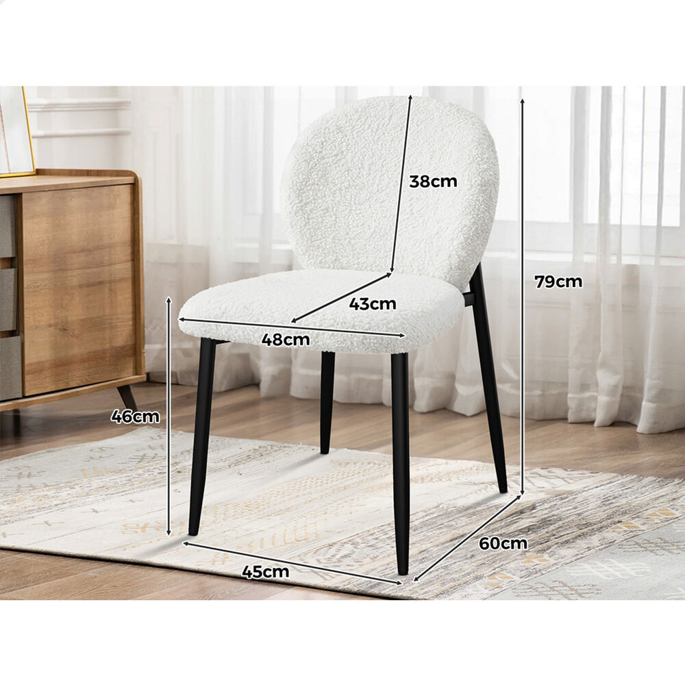 ALFORDSON 4x Dining Chairs Cafe Kitchen Lounge Curved Wooden Back Sherpa White