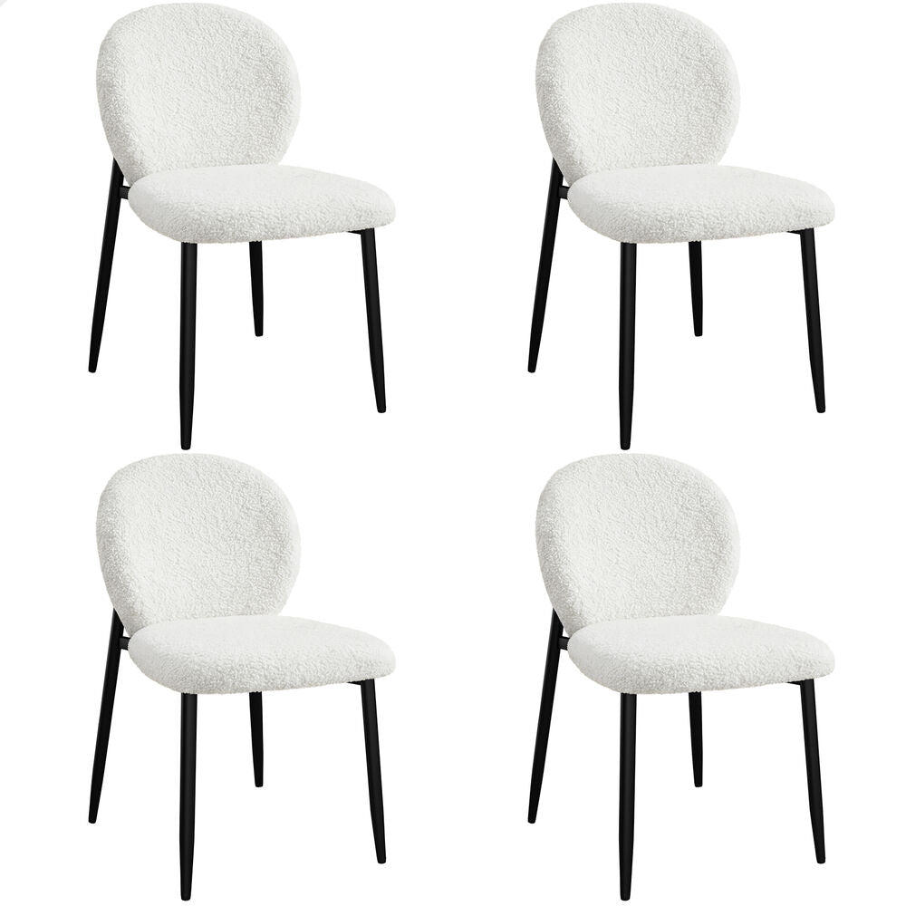 ALFORDSON 4x Dining Chairs Cafe Kitchen Lounge Curved Wooden Back Sherpa White