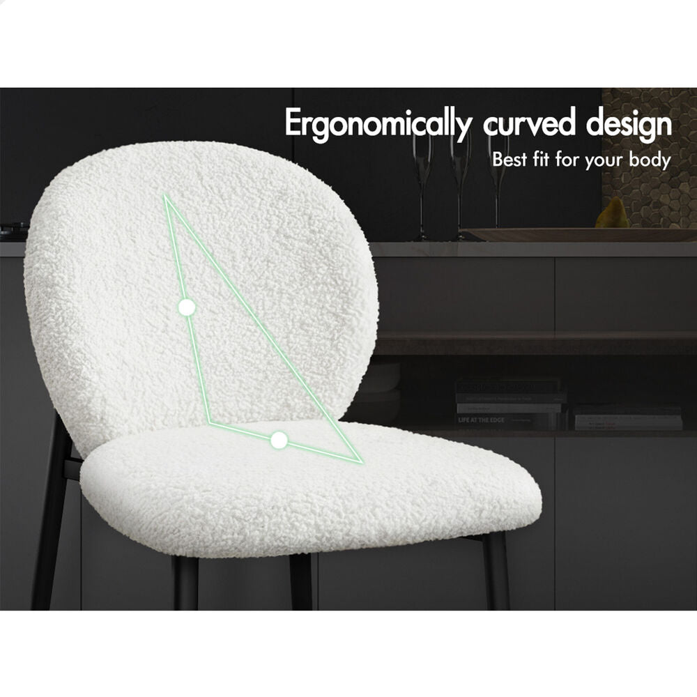ALFORDSON 4x Dining Chairs Cafe Kitchen Lounge Curved Wooden Back Sherpa White