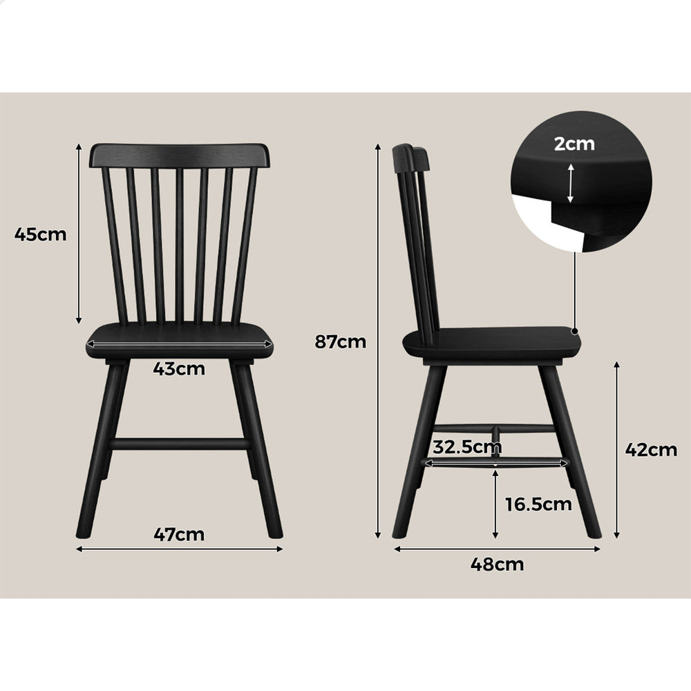 ALFORDSON 2x Dining Chairs Retro Walnut Modern Seat Black