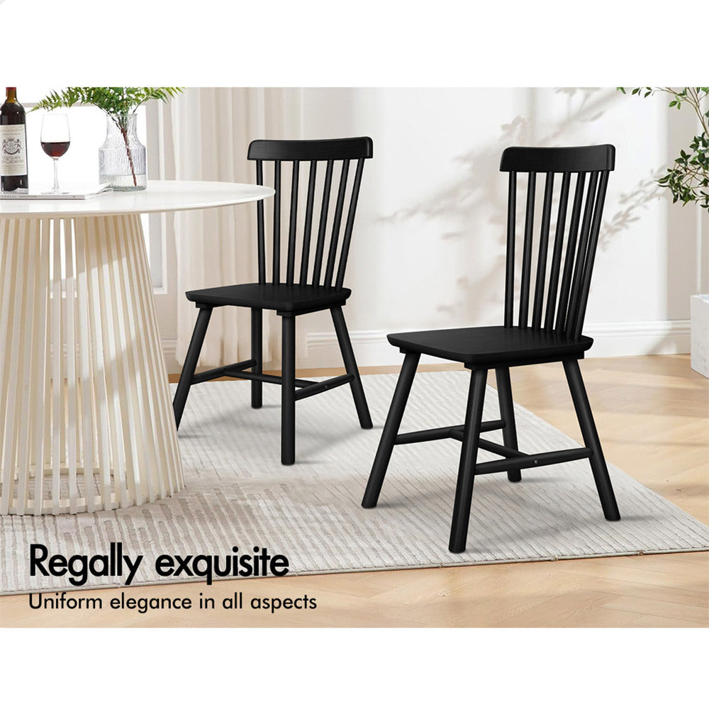 ALFORDSON 2x Dining Chairs Retro Walnut Modern Seat Black