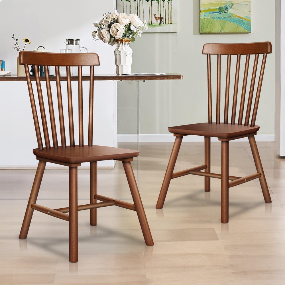 ALFORDSON 2x Dining Chairs Retro Walnut Modern Seat Dark Oak