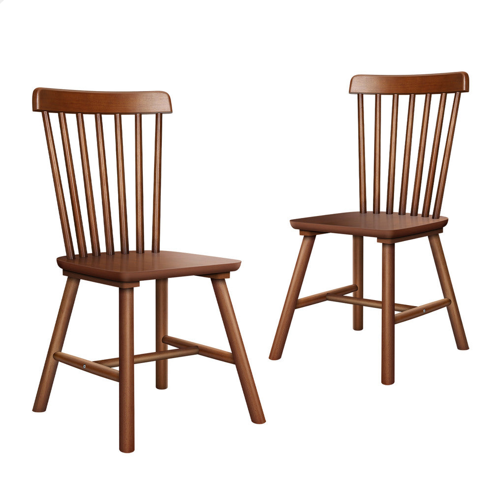 ALFORDSON 2x Dining Chairs Retro Walnut Modern Seat Dark Oak