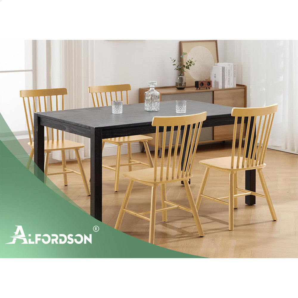 ALFORDSON 2x Dining Chairs Retro Walnut Modern Seat Oak