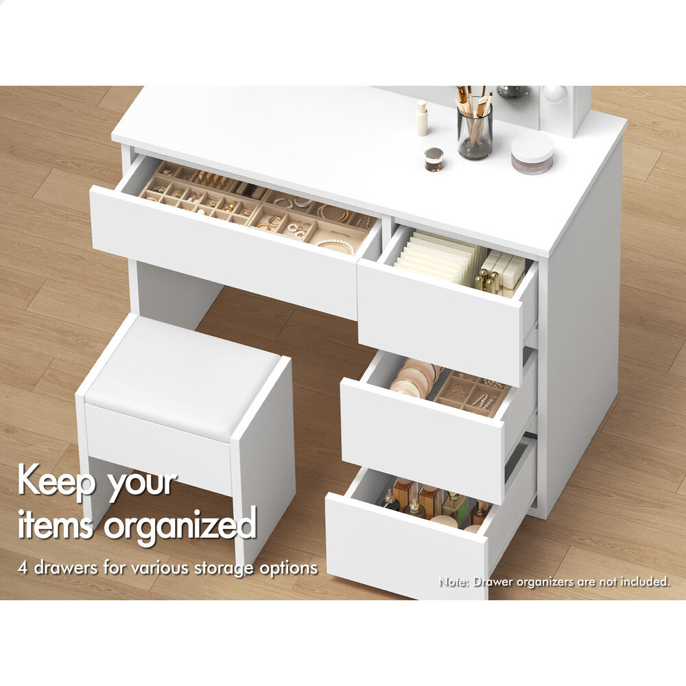 ALFORDSON Dressing Table Set Stool LED White