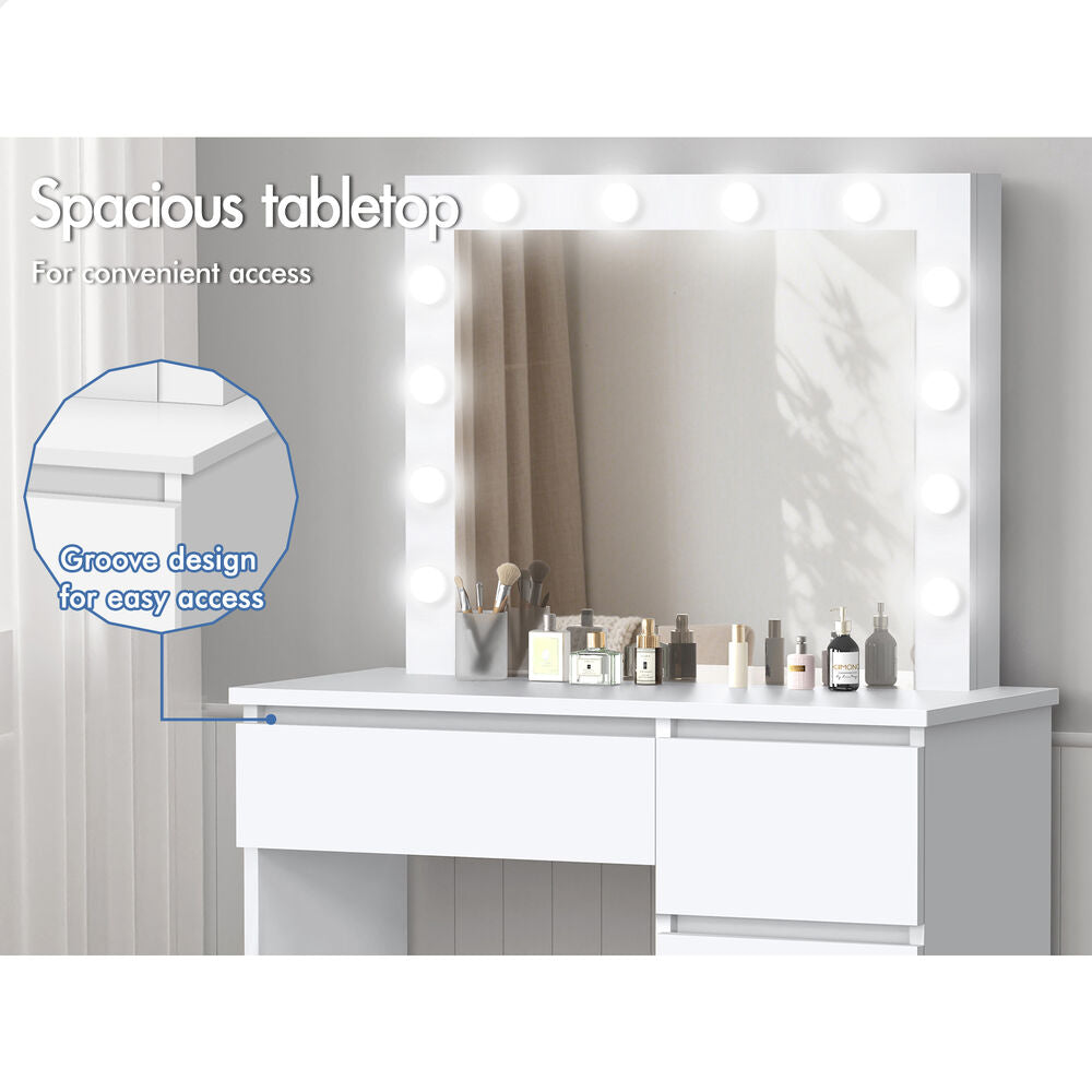 ALFORDSON Dressing Table Set Stool LED White