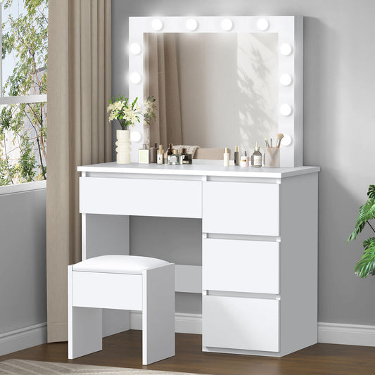 ALFORDSON Dressing Table Set Stool LED White