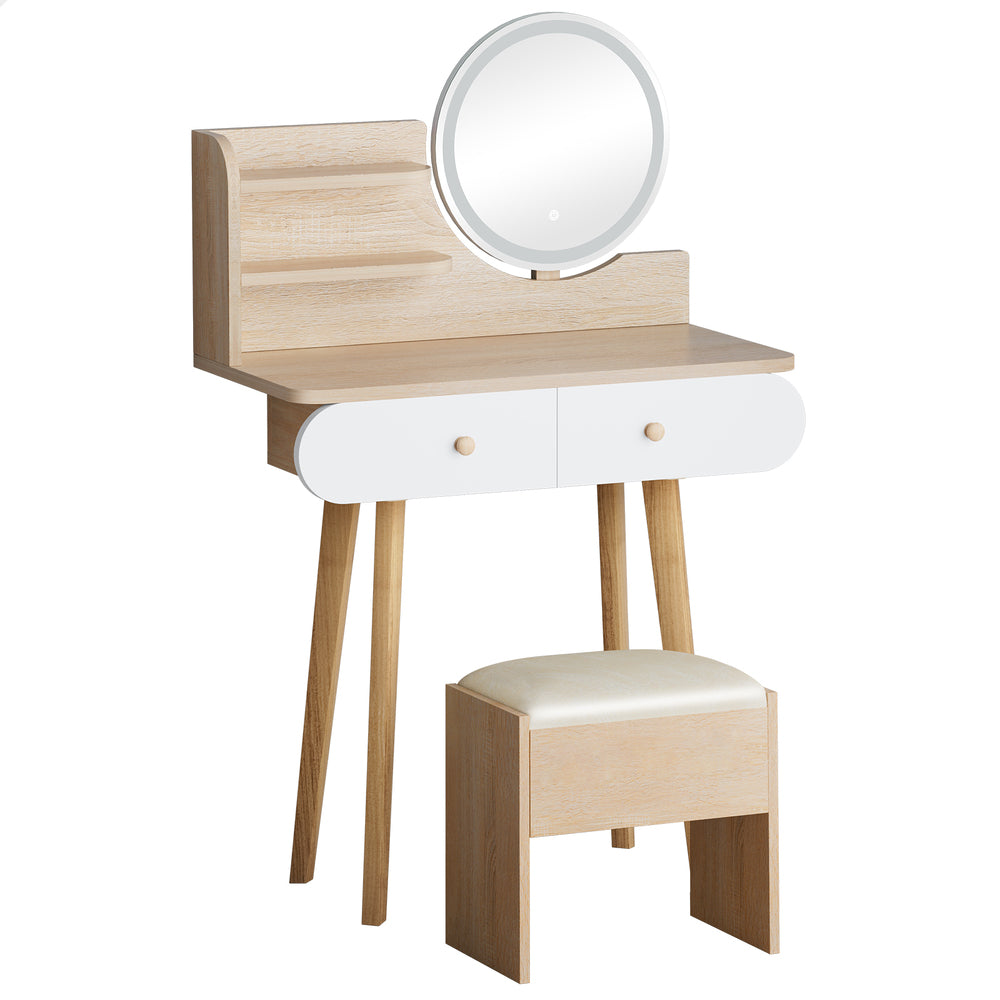 ALFORDSON Dressing Table Stool Set Makeup Mirror Vanity Desk LED Lights Wood