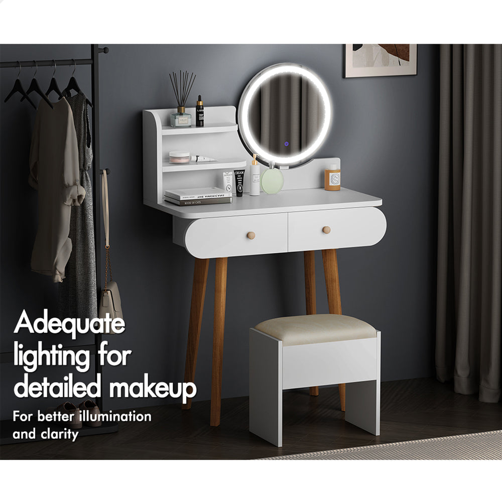 ALFORDSON Dressing Table Stool Set Makeup Mirror Vanity Desk LED Lights White