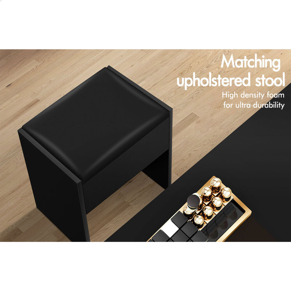 ALFORDSON Dressing Table Stool Set Makeup Mirror Desk LED 10 Bulbs Black
