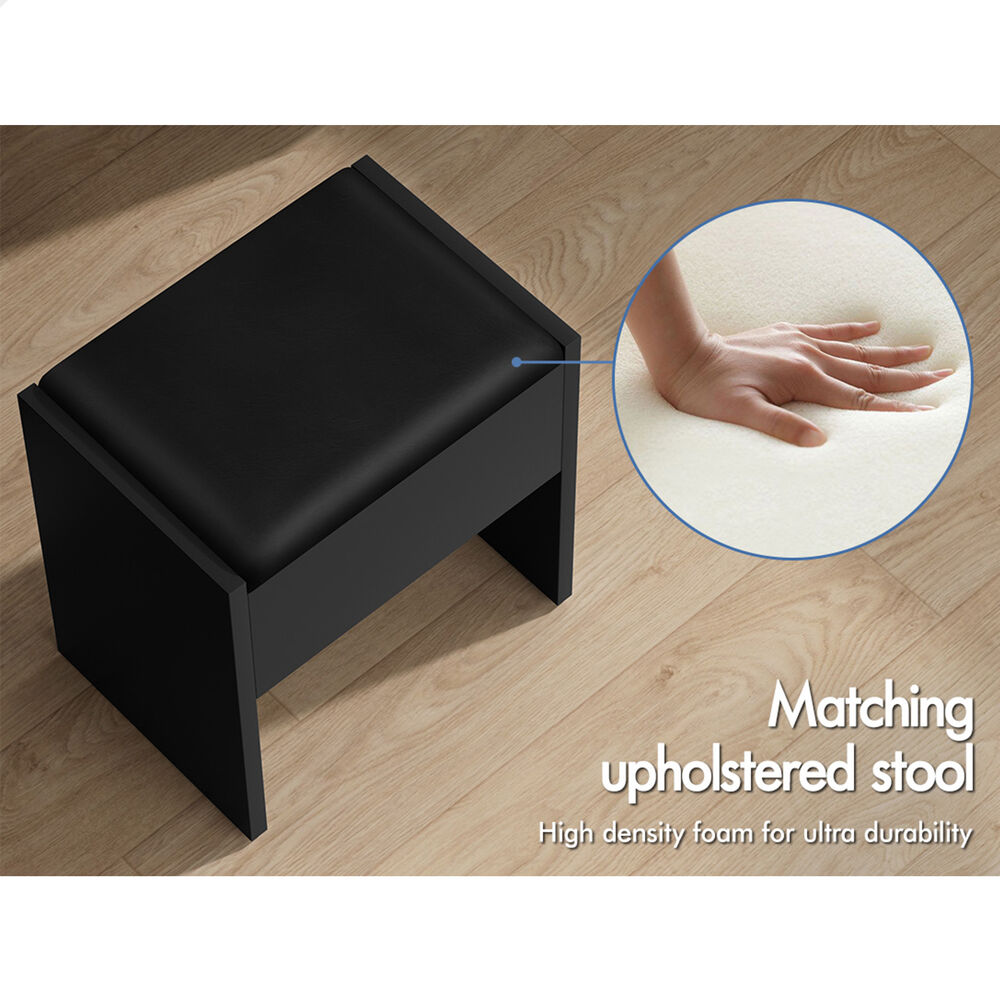 ALFORDSON Dressing Table Stool Set Makeup Mirror Desk LED 10 Bulbs Black