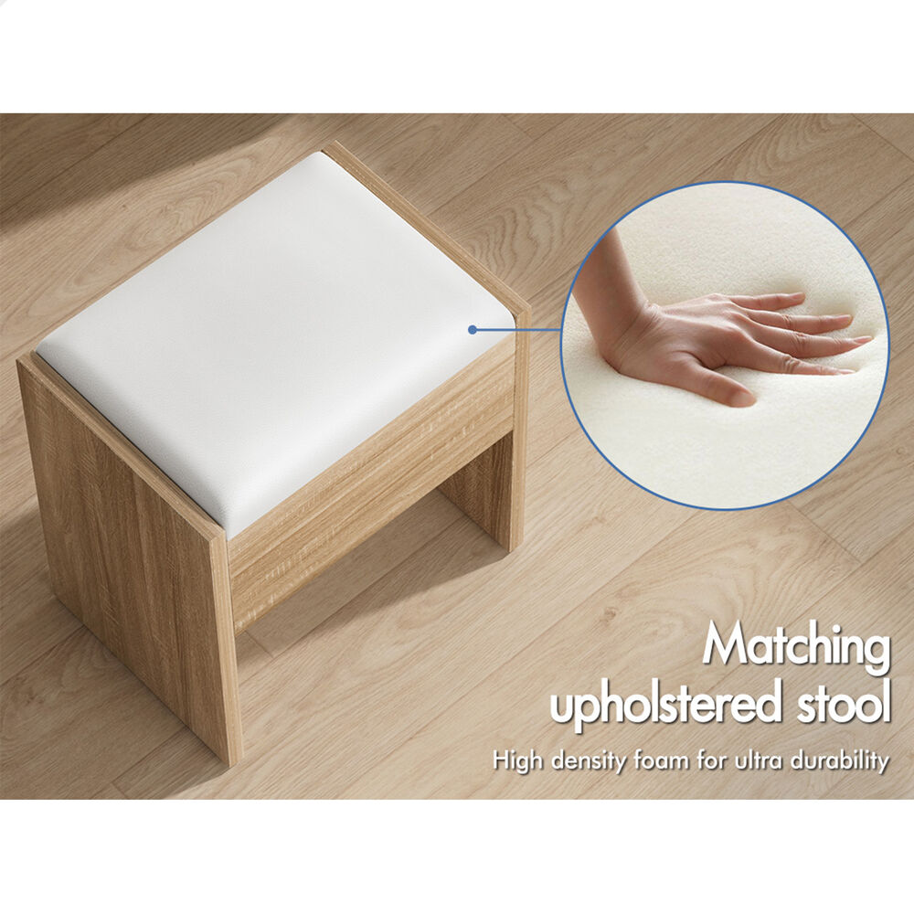 ALFORDSON Dressing Table Stool Set Makeup Mirror Desk LED 10 Bulbs Wood