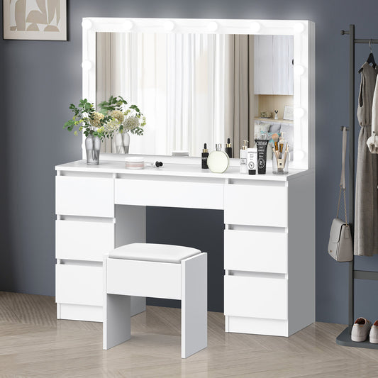 ALFORDSON Dressing Table Stool Set 12 Bulbs White