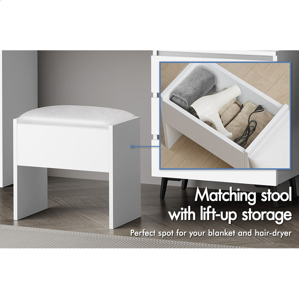 ALFORDSON Dressing Table Stool Set Makeup Mirror Desk Storage Cabinet White