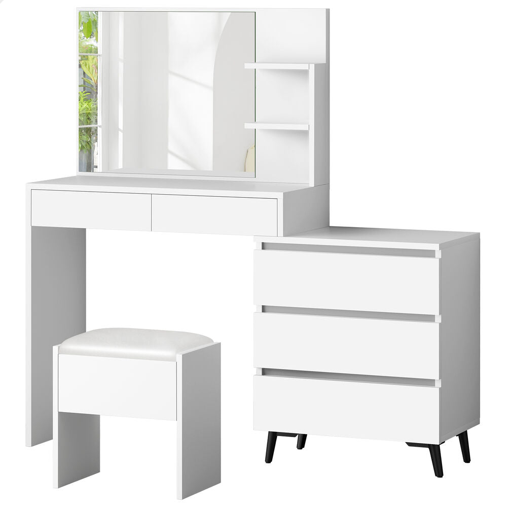 ALFORDSON Dressing Table Stool Set Makeup Mirror Desk Storage Cabinet White