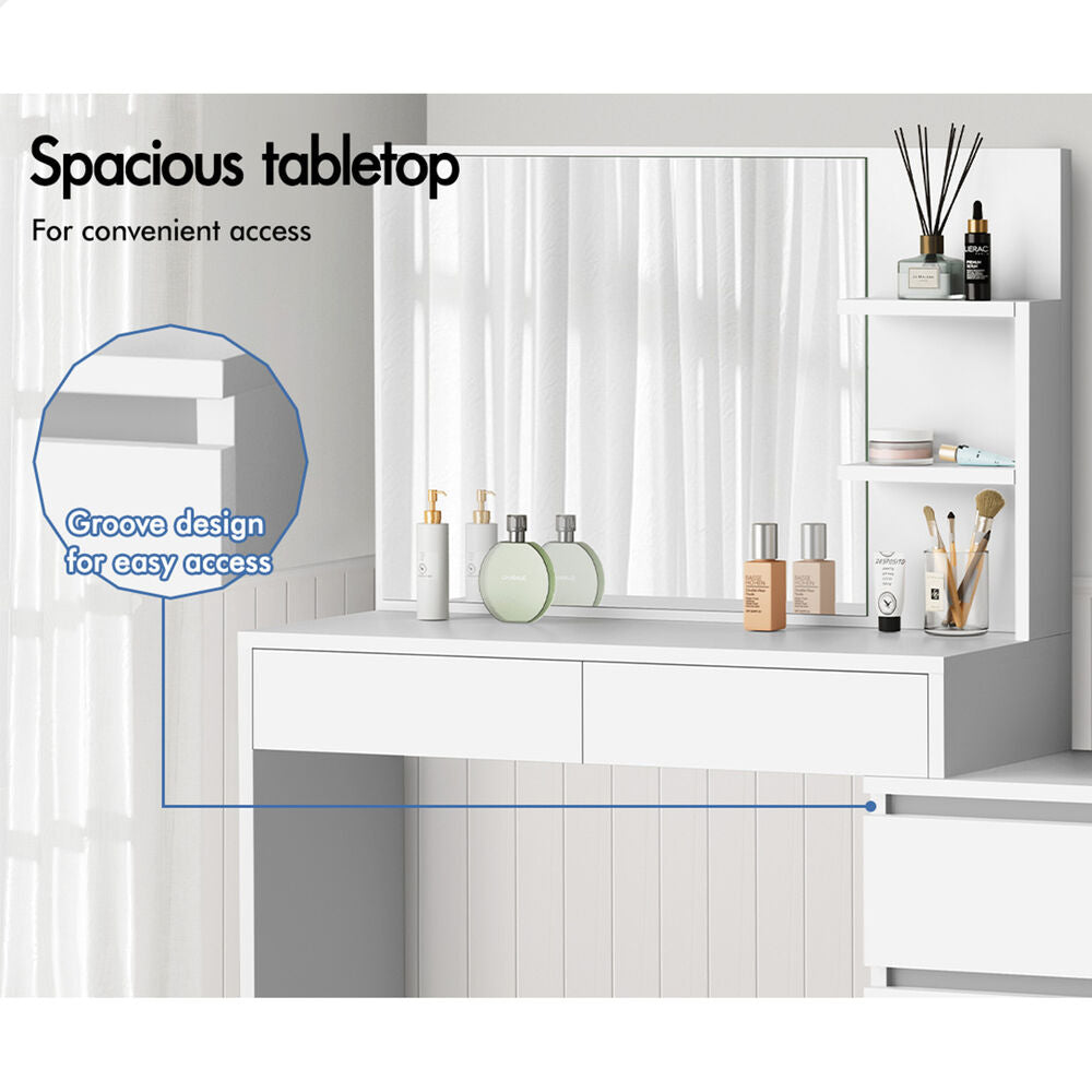 ALFORDSON Dressing Table Stool Set Makeup Mirror Desk Storage Cabinet White
