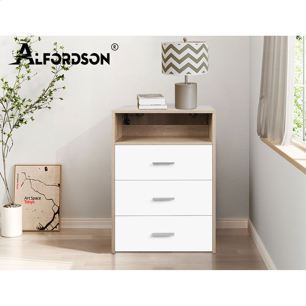 ALFORDSON Dressing Table Stool Set 2-In-1 Makeup Mirror Storage Desk Wood