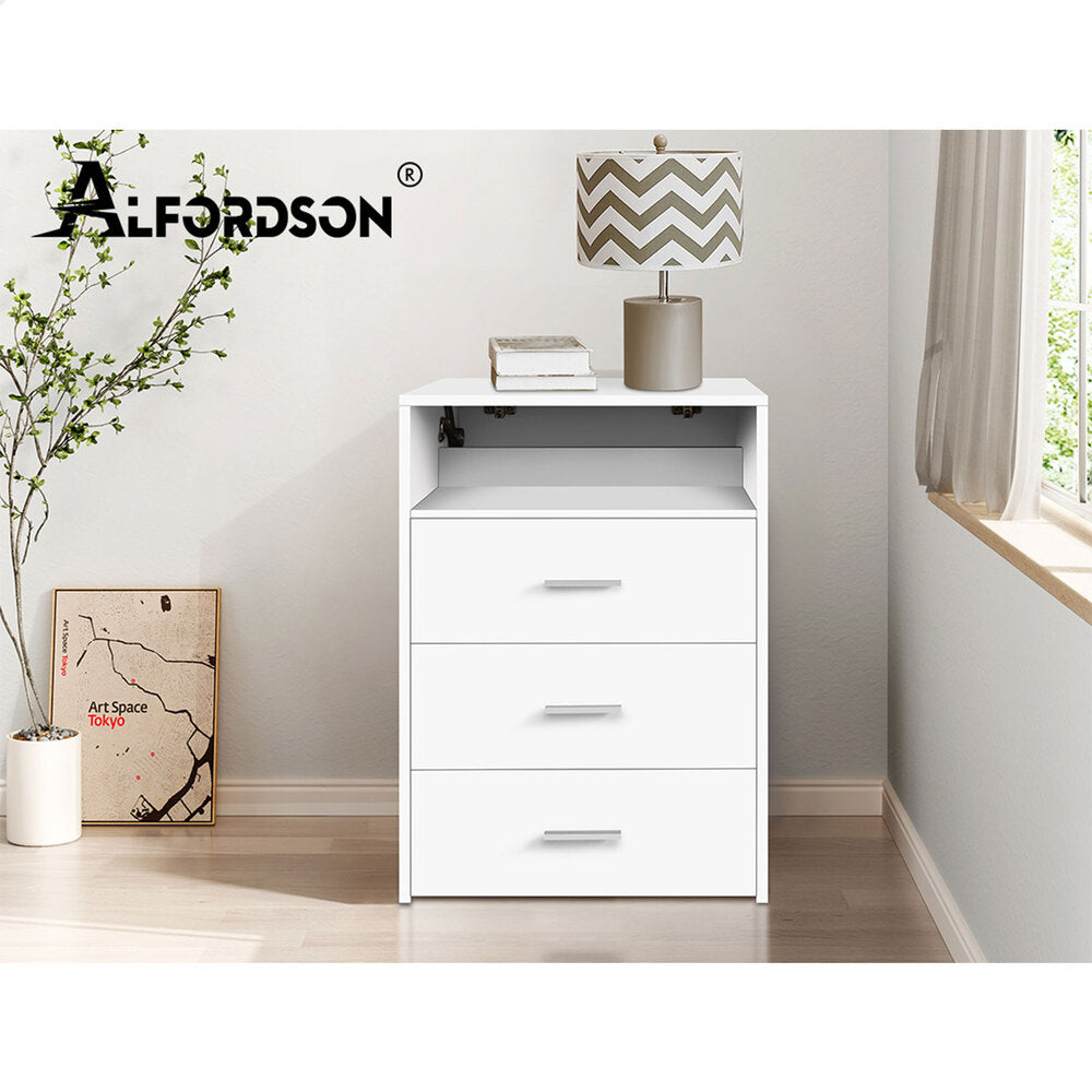 ALFORDSON Dressing Table Stool Set 2-In-1 Makeup Mirror Storage Desk White