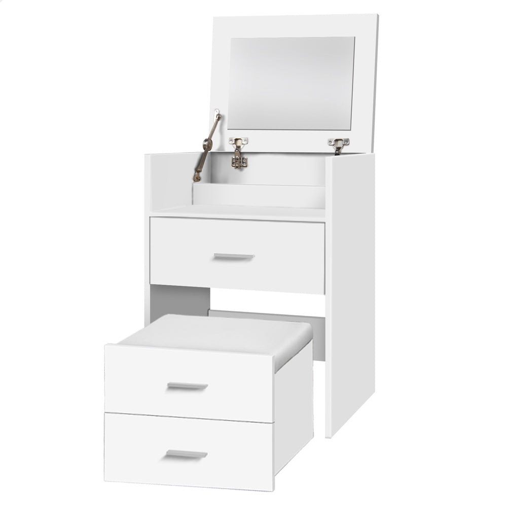 ALFORDSON Dressing Table Stool Set 2-In-1 Makeup Mirror Storage Desk White