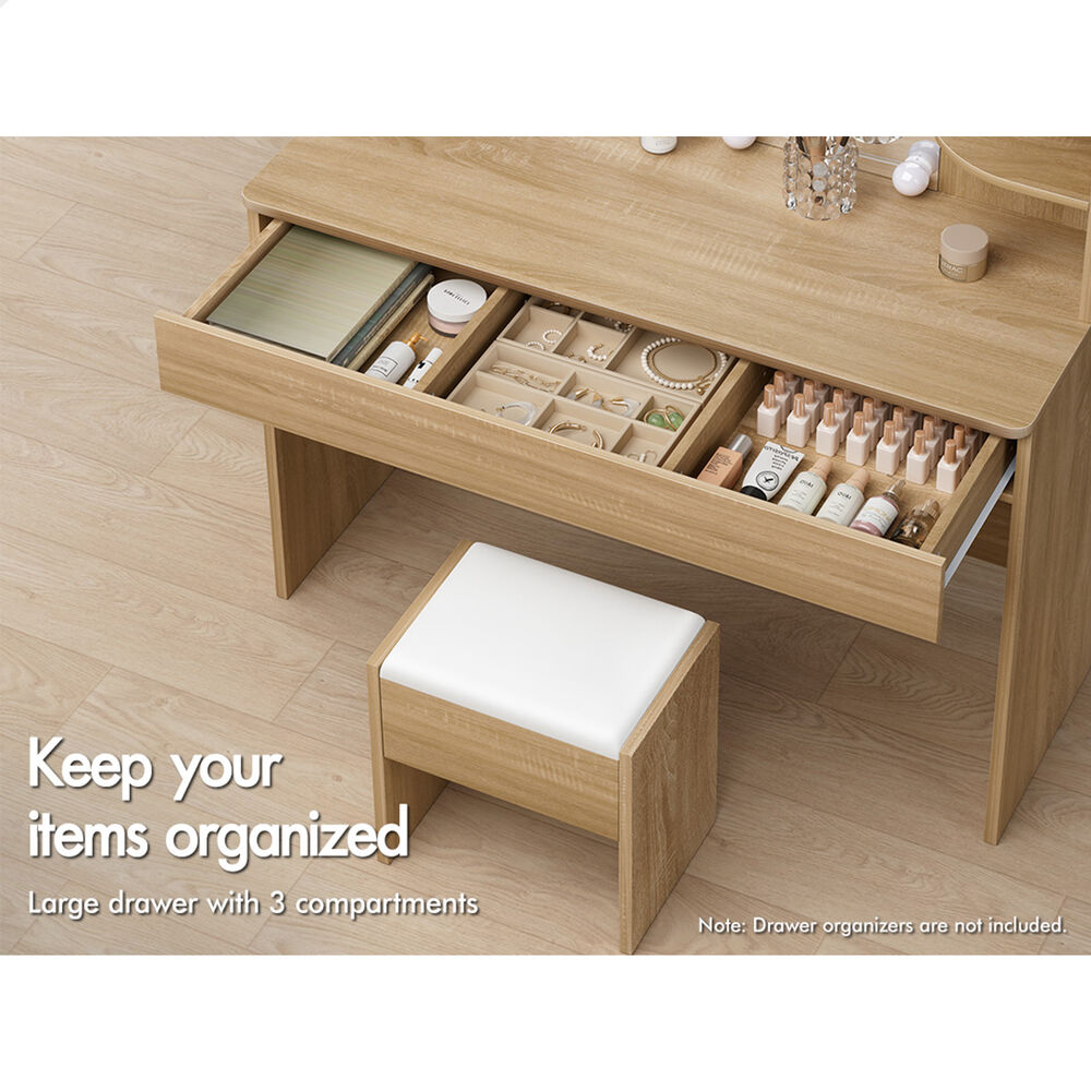 ALFORDSON Dressing Table Stool Set Makeup Mirror Wood