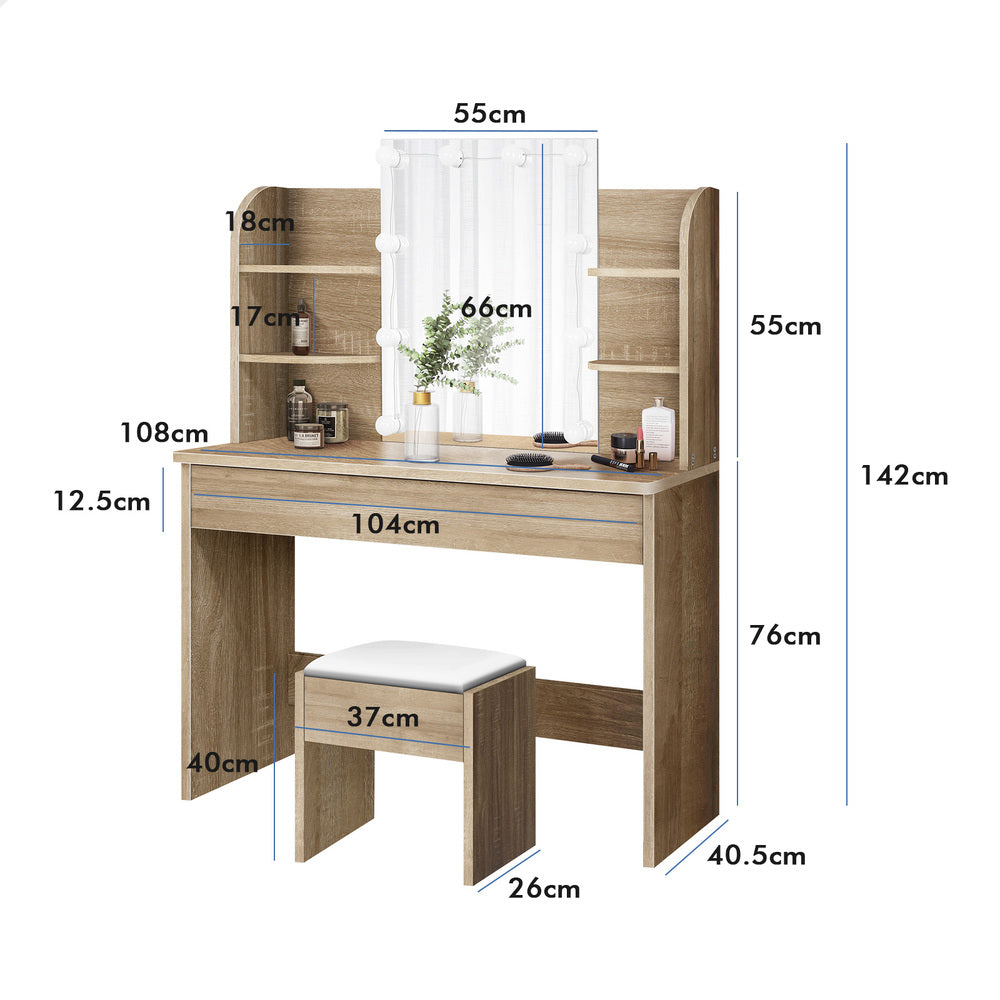 ALFORDSON Dressing Table Stool Set Makeup Mirror Wood