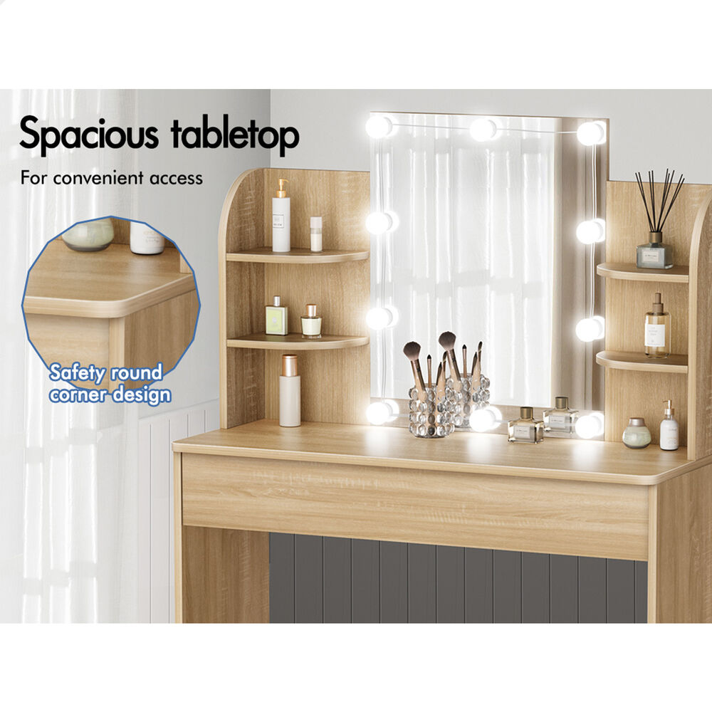 ALFORDSON Dressing Table Stool Set Makeup Mirror Wood
