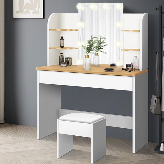 ALFORDSON Dressing Table Stool Set Makeup Mirror White