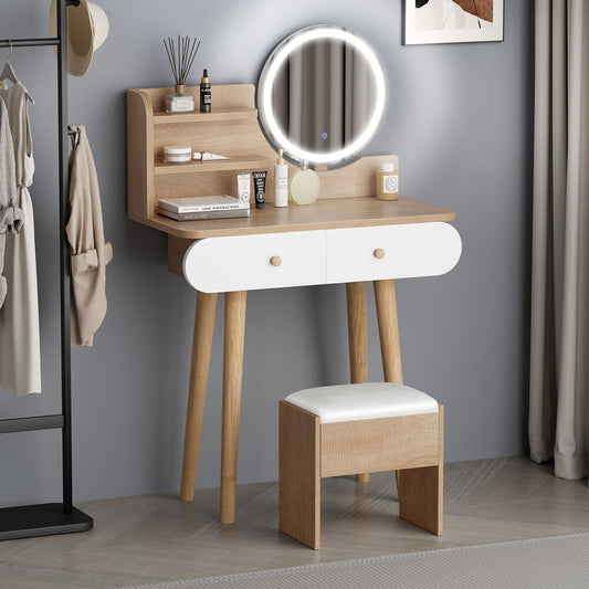ALFORDSON Dressing Table Stool Set Makeup Mirror Vanity LED Light Wood