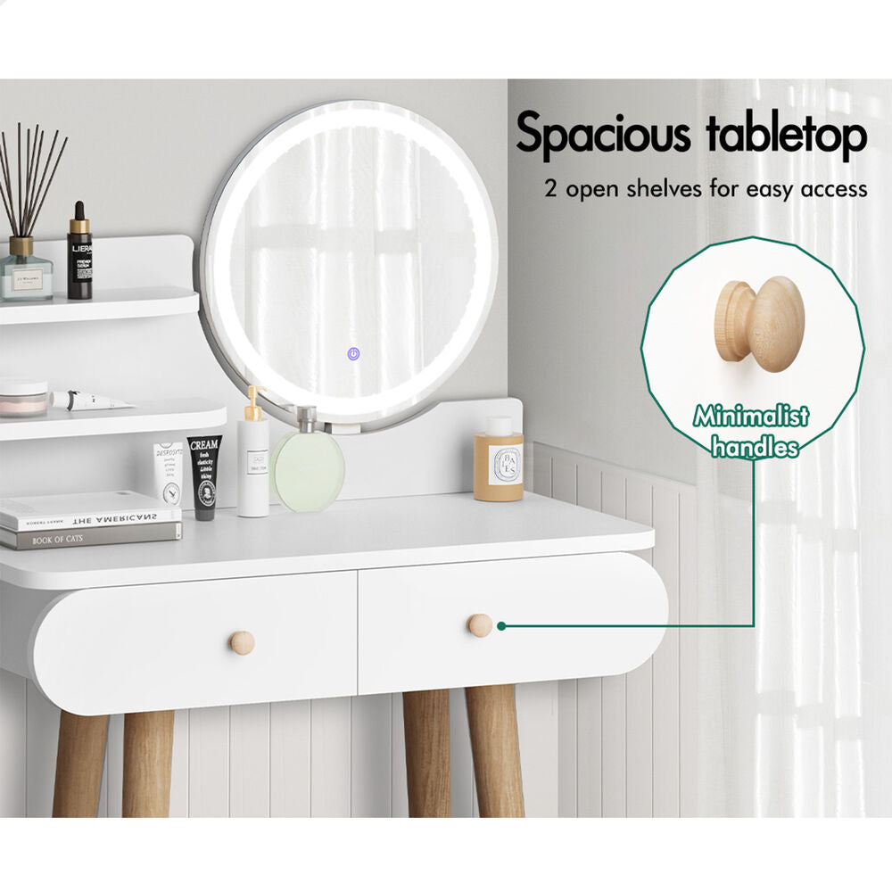 ALFORDSON Dressing Table Stool Set Makeup Mirror Vanity LED Light White
