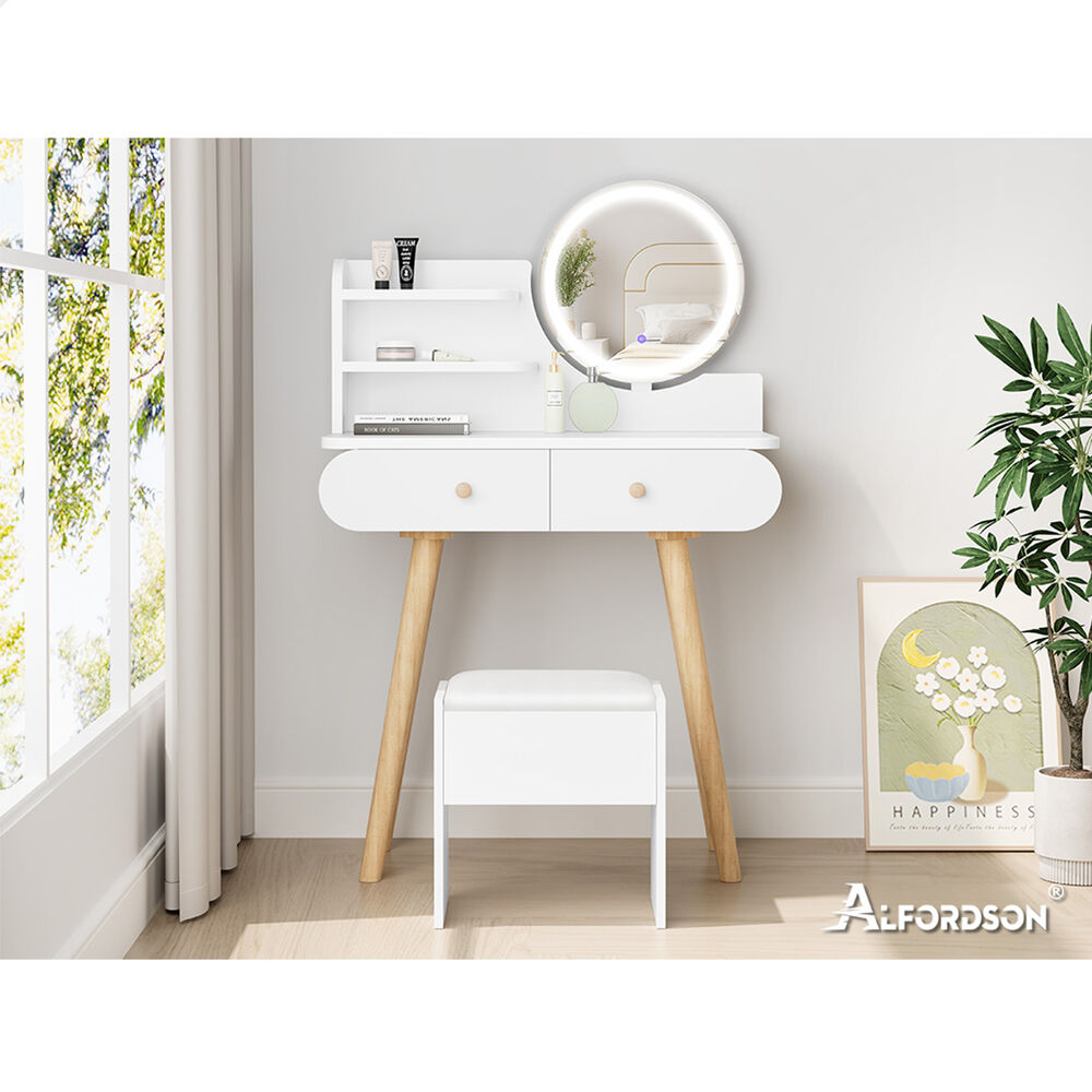 ALFORDSON Dressing Table Stool Set Makeup Mirror Vanity LED Light White