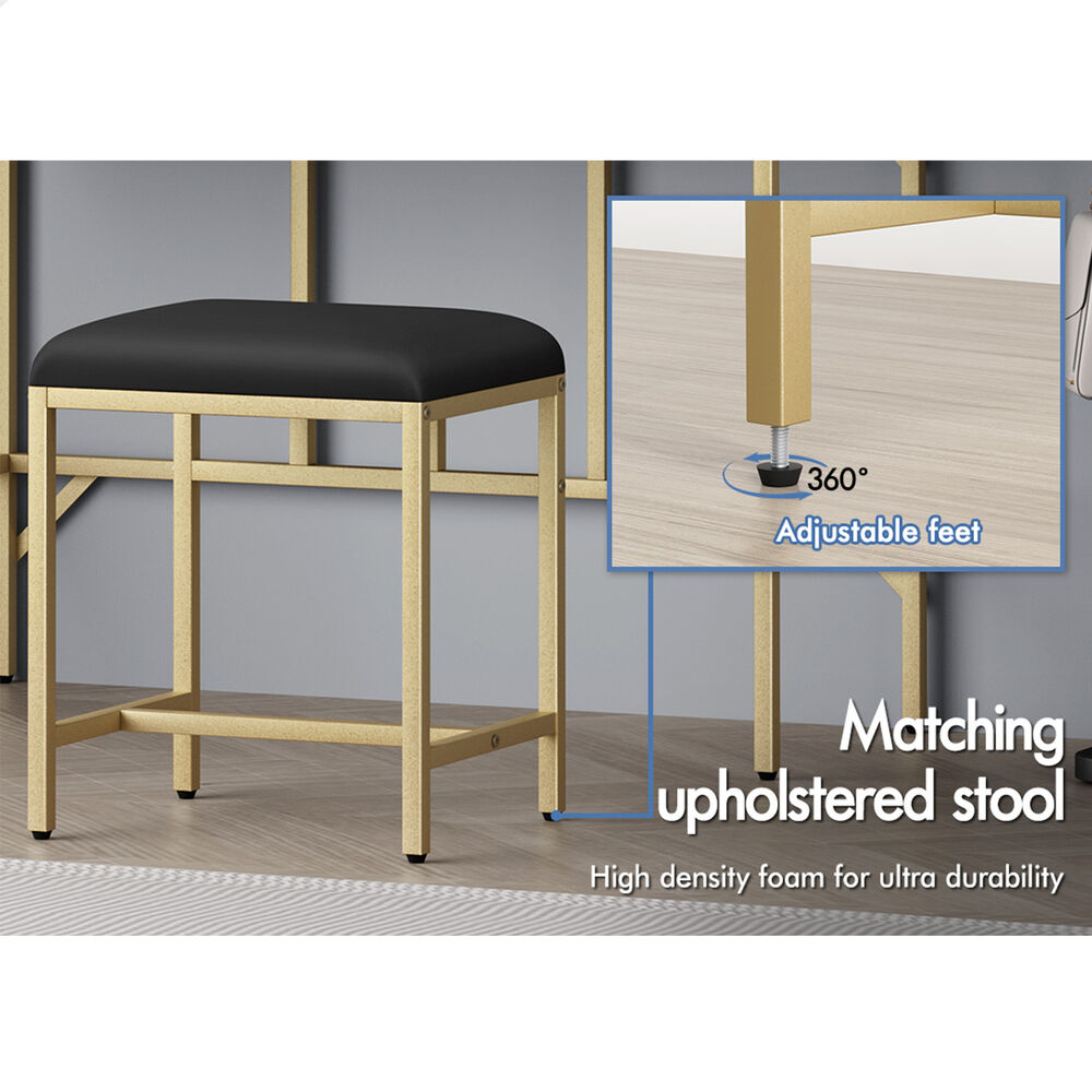 ALFORDSON Dressing Table Stool Set Makeup Mirror LED Vanity Desk Metal Black