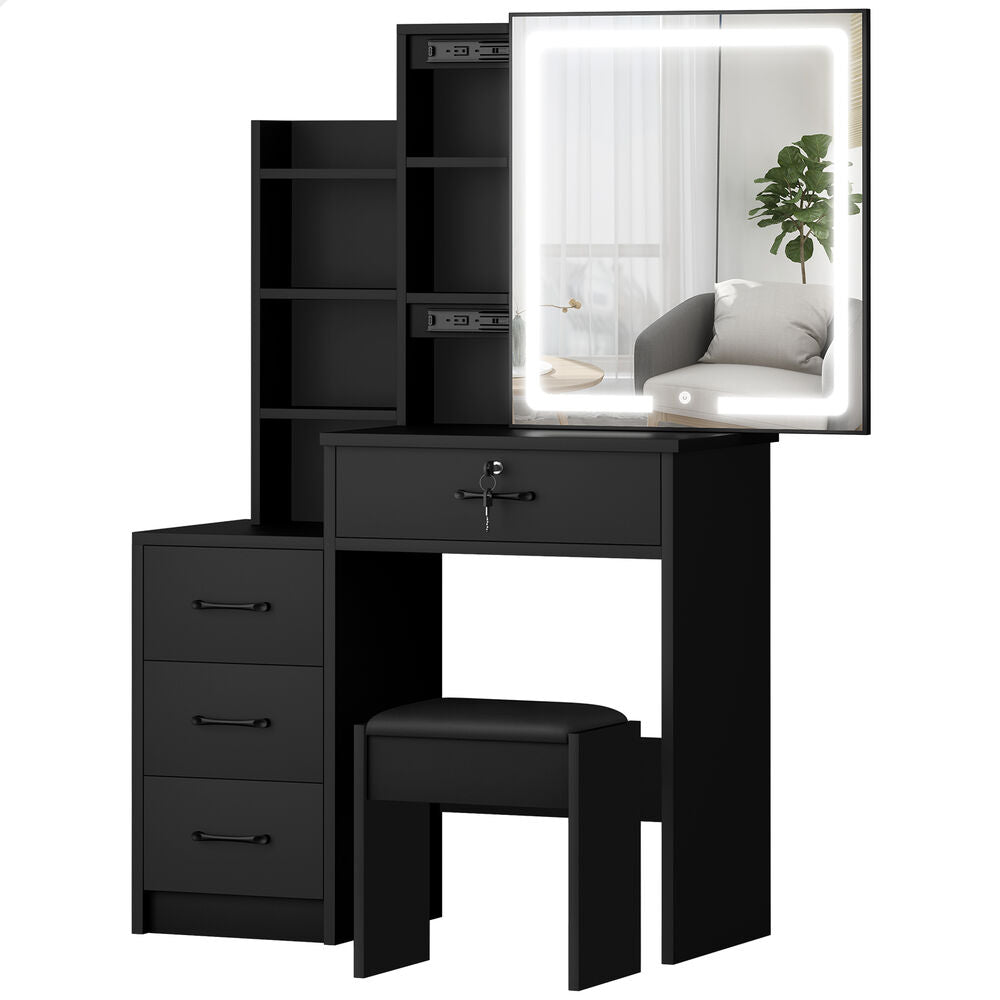 ALFORDSON Dressing Table Stool Set Makeup Mirror Vanity Desk Cabinet Black